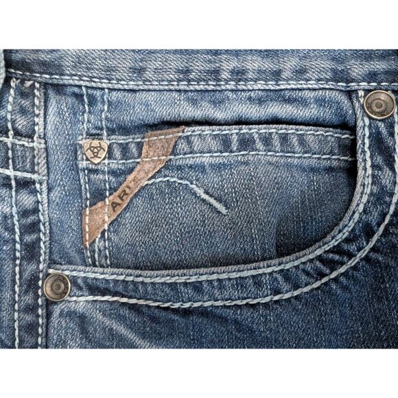 Ariat Jeans Mens 38x28 Blue M4 Denim Low Rise Boot 100% Cotton - Please Read - Picture 3 of 11